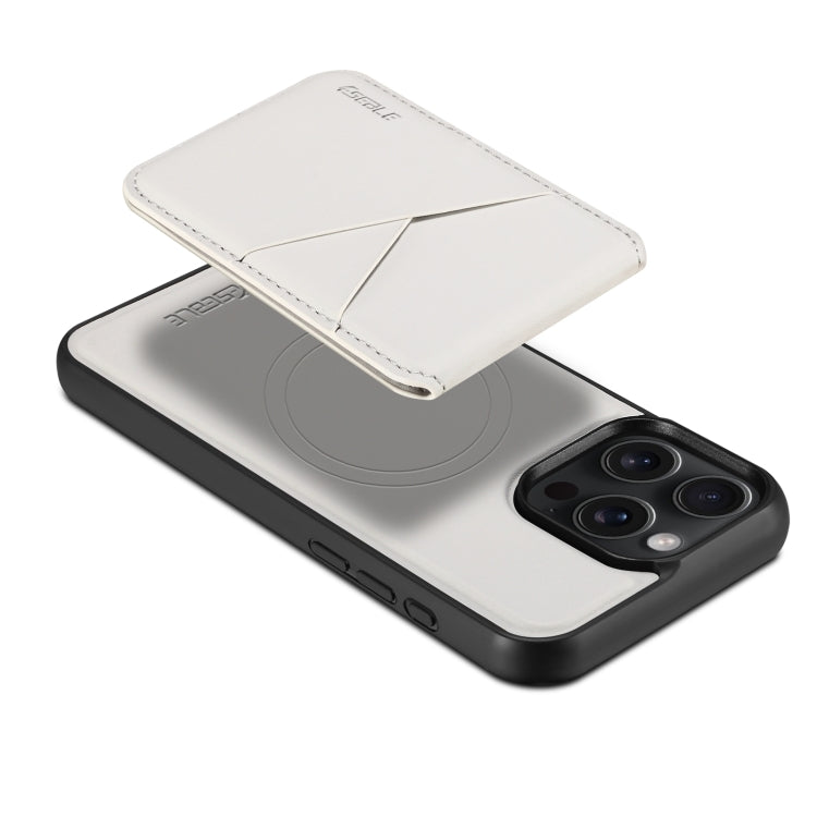 For iPhone 16 Pro Max ESEBLE E3 Plain Texture Card Slots MagSafe RFID Leather Case(Ivory)