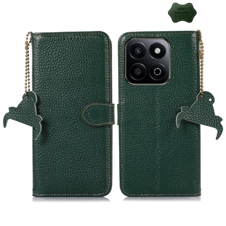 For Honor Play 60 Plus Genuine Leather Litchi Texture RFID Leather Phone Case(Green)