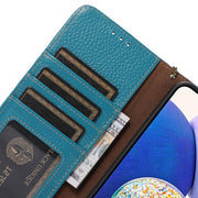 For Honor X9c Genuine Leather Litchi Texture RFID Leather Phone Case(Blue)