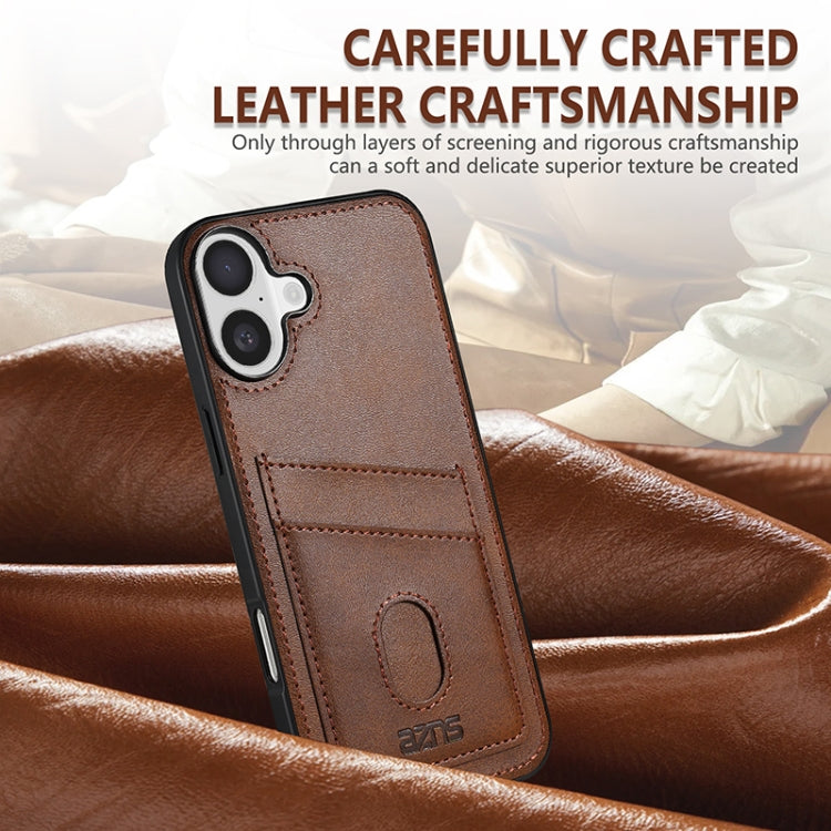 For iPhone 16 Plus AZNS K1 Series Card Slot Business Phone Case(Brown)