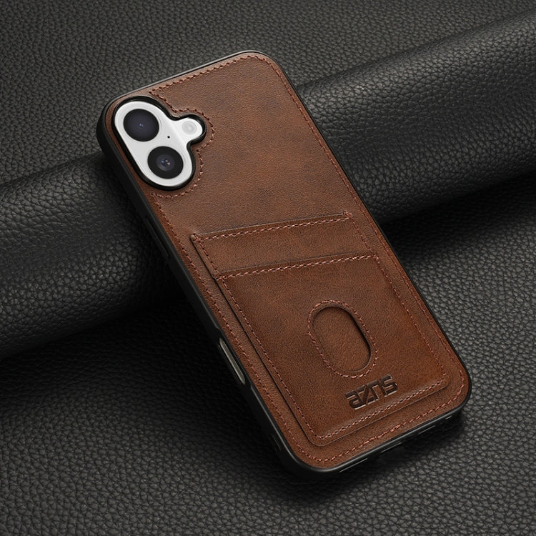 For iPhone 16 AZNS K1 Series Card Slot Business Phone Case(Brown)