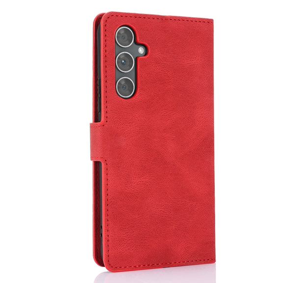 For Samsung Galaxy S25 5G Fantasy Skin-feel Calfskin Texture Leather Phone Case(Red)