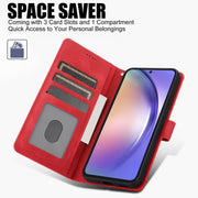 For Samsung Galaxy S25 5G Fantasy Skin-feel Calfskin Texture Leather Phone Case(Red)
