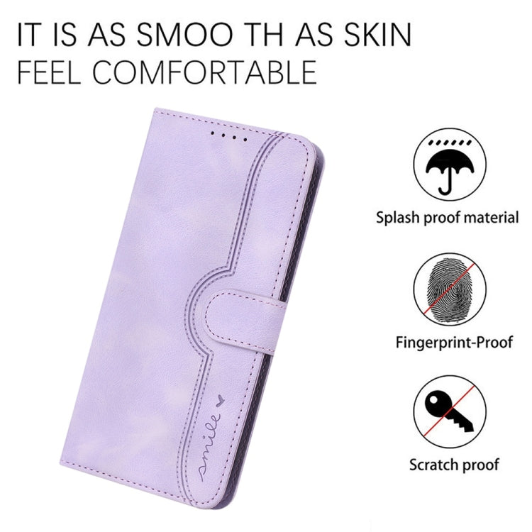 For Samsung Galaxy S25 Ultra 5G Heart Pattern Skin Feel Leather Phone Case(Purple)