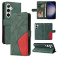 For Samsung Galaxy S25+ / S24+ 5G Dual-color Splicing Flip Leather Phone Case(Green) - Galaxy S25+ 5G Cases by PMC Jewellery | Online Shopping South Africa | PMC Jewellery | Buy Now Pay Later Mobicred