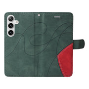 For Samsung Galaxy S25+ / S24+ 5G Dual-color Splicing Flip Leather Phone Case(Green)