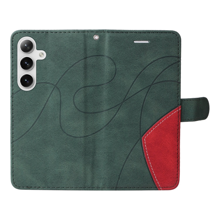 For Samsung Galaxy S25+ / S24+ 5G Dual-color Splicing Flip Leather Phone Case(Green)