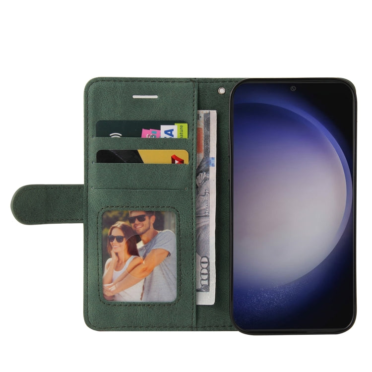 For Samsung Galaxy S25+ / S24+ 5G Dual-color Splicing Flip Leather Phone Case(Green)