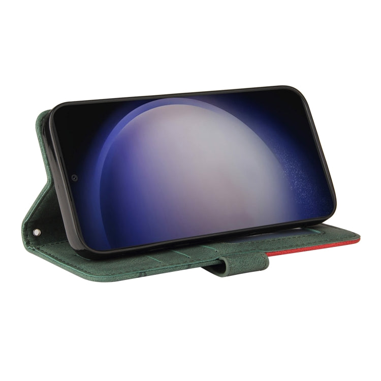 For Samsung Galaxy S25+ / S24+ 5G Dual-color Splicing Flip Leather Phone Case(Green)