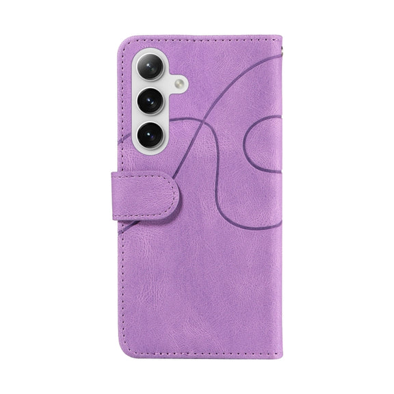 For Samsung Galaxy S25+ / S24+ 5G Dual-color Splicing Flip Leather Phone Case(Purple)