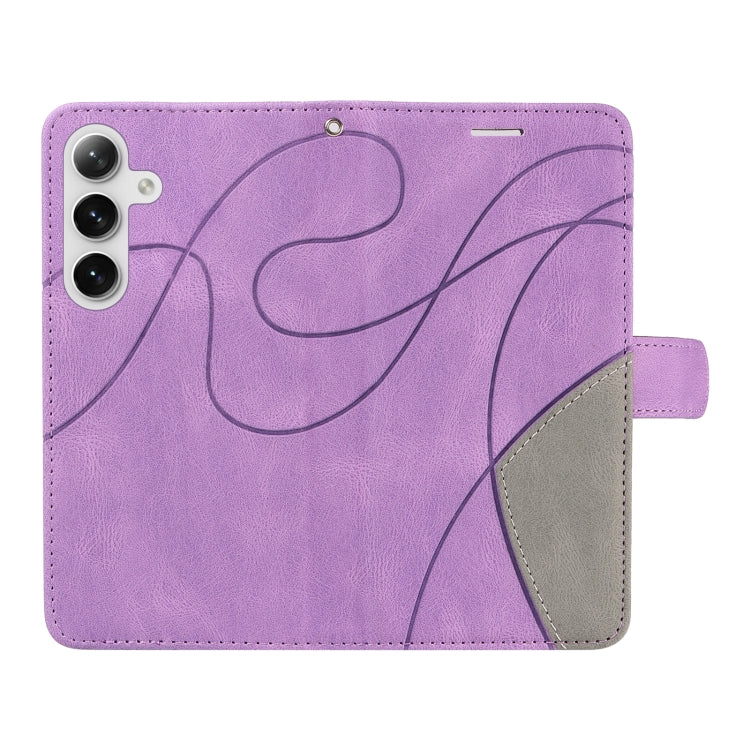 For Samsung Galaxy S25+ / S24+ 5G Dual-color Splicing Flip Leather Phone Case(Purple)