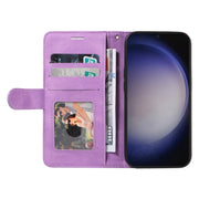 For Samsung Galaxy S25+ / S24+ 5G Dual-color Splicing Flip Leather Phone Case(Purple)
