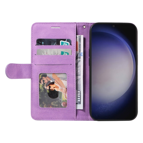 For Samsung Galaxy S25+ / S24+ 5G Dual-color Splicing Flip Leather Phone Case(Purple)