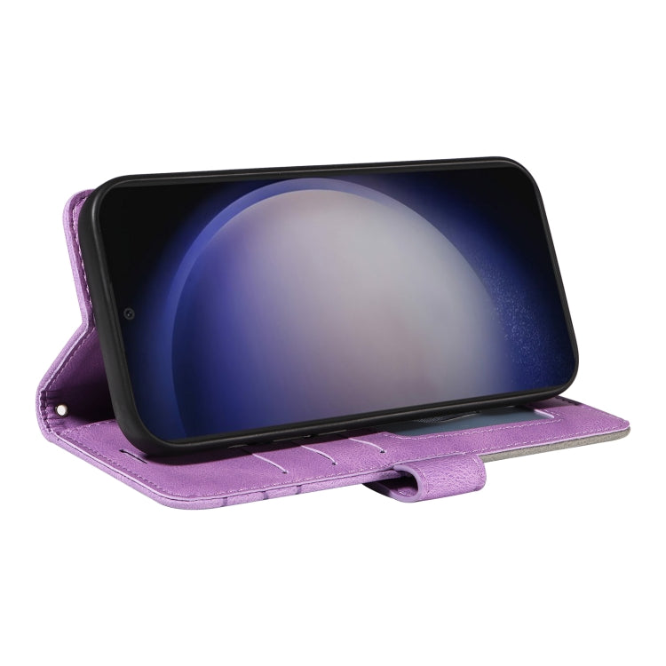 For Samsung Galaxy S25+ / S24+ 5G Dual-color Splicing Flip Leather Phone Case(Purple)