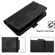 For Samsung Galaxy S25 Ultra 5G Datura Flower Embossed Flip Leather Phone Case(Black)