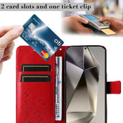 For Samsung Galaxy S25 Ultra 5G 3D Butterfly Embossed Pattern Flip Leather Phone Case(Red)