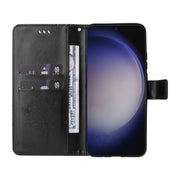 For Samsung Galaxy S25 / S24 5G Tree & Cat Embossed Pattern Flip Leather Phone Case(Black)