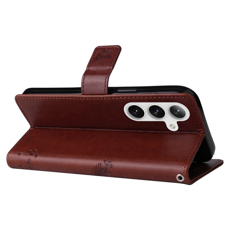 For Samsung Galaxy S25+ / S24+ 5G Tree & Cat Embossed Pattern Flip Leather Phone Case(Coffee)