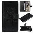 For Samsung Galaxy S25 Ultra 5G Tree & Cat Embossed Pattern Flip Leather Phone Case(Black) - free shipping - PMC Jewellery - Order now!