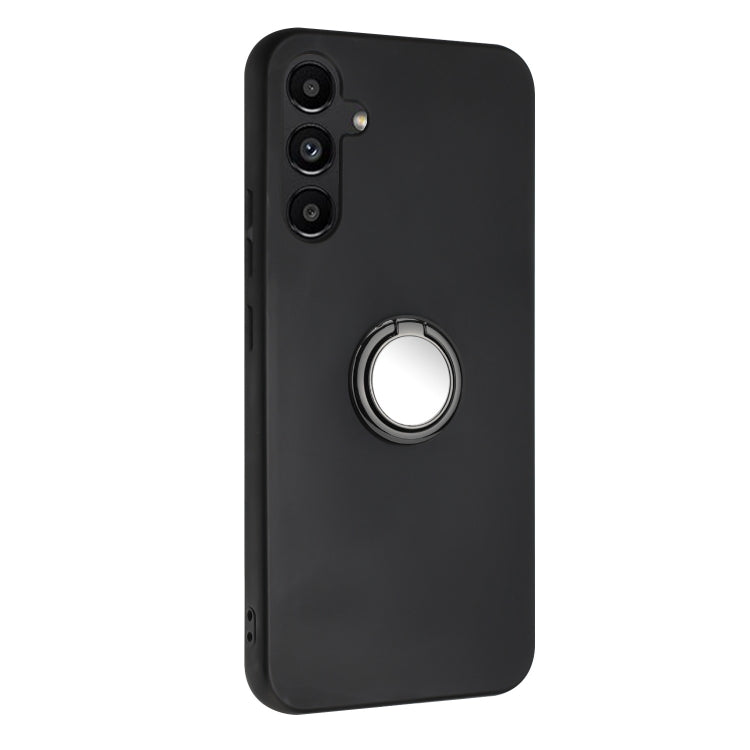 For Samsung Galaxy S25+ 5G Matte Ring Holder TPU Phone Case(Black)