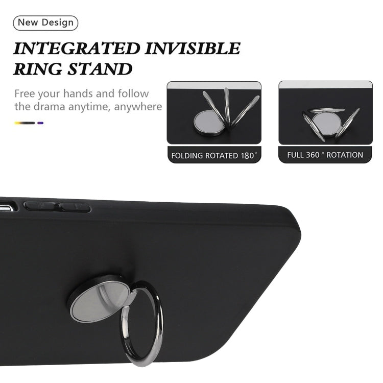 For Samsung Galaxy S25+ 5G Matte Ring Holder TPU Phone Case(Black)