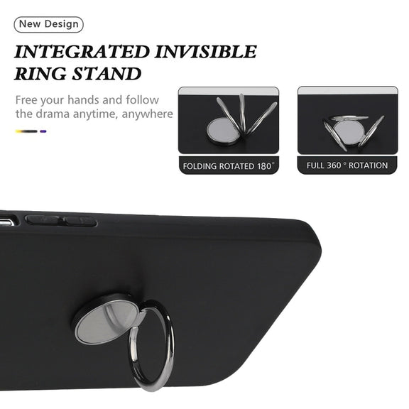 For Samsung Galaxy S25+ 5G Matte Ring Holder TPU Phone Case(Black)