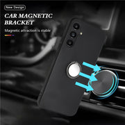 For Samsung Galaxy S25+ 5G Matte Ring Holder TPU Phone Case(Black)