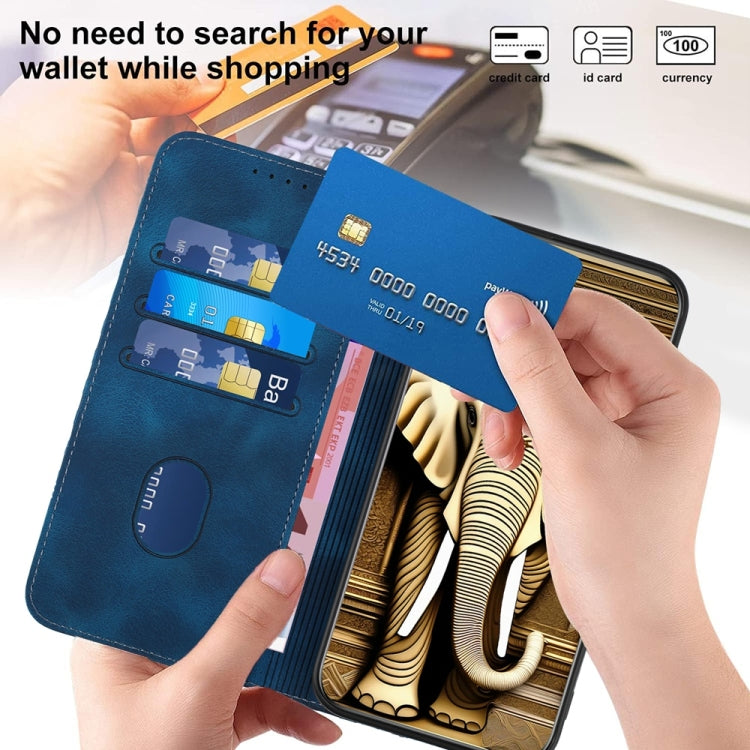 For Samsung Galaxy S25+ 5G YX0060 Elephant Head Embossed Phone Leather Case with Lanyard(Royal Blue)
