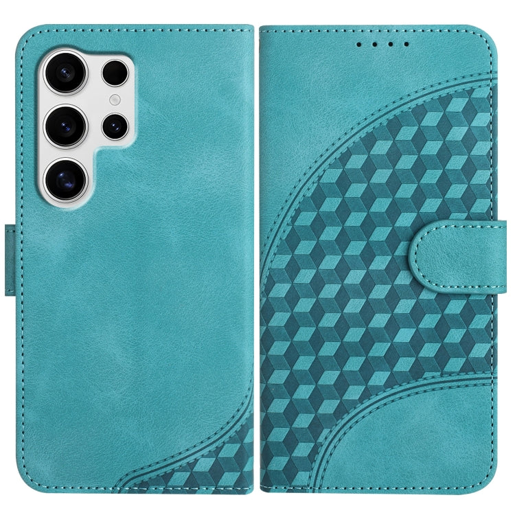 For Samsung Galaxy S25 Ultra 5G YX0060 Elephant Head Embossed Phone Leather Case with Lanyard(Light Blue)