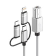 3 in 1 8 Pin, Type-C, Micro USB to USB-B MIDI Instruments Printer Cable, Length: 1m, Length:1m(Silver) - Multifunction Cable by PMC Jewellery | Online Shopping South Africa | PMC Jewellery | Buy Now Pay Later Mobicred