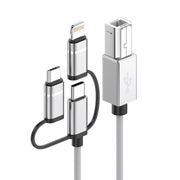 3 in 1 8 Pin, Type-C, Micro USB to USB-B MIDI Instruments Printer Cable, Length: 1m, Length:1m(Silver)