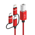 3 in 1 8 Pin, Type-C, Micro USB to USB-B MIDI Instruments Printer Cable, Length: 1m, Length:1m(Red) - Multifunction Cable by PMC Jewellery | Online Shopping South Africa | PMC Jewellery | Buy Now Pay Later Mobicred