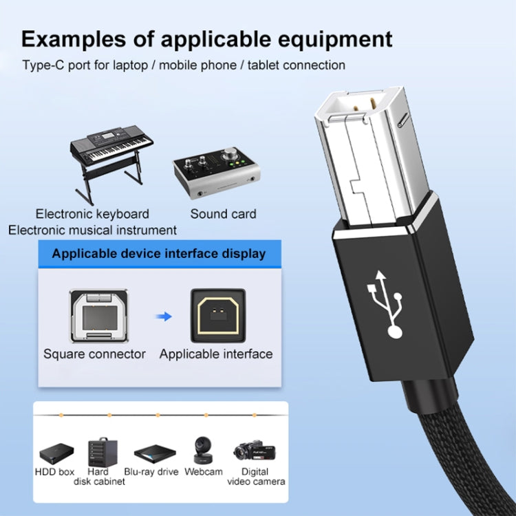 3 in 1 8 Pin, Type-C, Micro USB to USB-B MIDI Instruments Printer Cable, Length: 1m, Length:1m(Red)