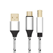 2 in 1 Type-C and USB-A to USB-B MIDI Instruments Printer Cable, Length: 1m, Length:1m(Black White)