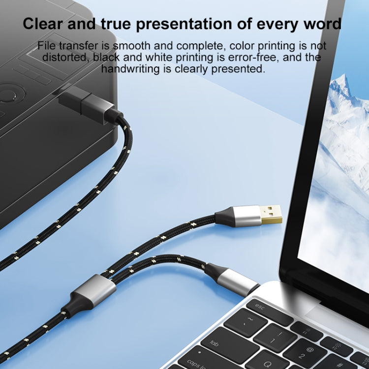2 in 1 Type-C and USB-A to USB-B MIDI Instruments Printer Cable, Length: 1m, Length:1m(Black Gold)