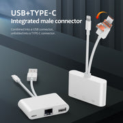 NK-107TL Pro USB-C / Type-C, 8 Pin, USB to 8 Pin, USB, RJ45 Multi-function Adapter(White)