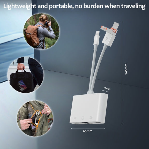NK-107TL Pro USB-C / Type-C, 8 Pin, USB to 8 Pin, USB, RJ45 Multi-function Adapter(White)