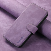 For iPhone 16 Pro CaseNeo MagSafe RFID Anti-theft Retro Leather Phone Case(Purple)