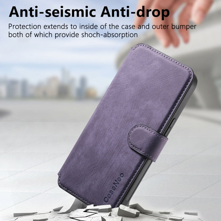 For iPhone 16 Pro CaseNeo MagSafe RFID Anti-theft Retro Leather Phone Case(Purple)