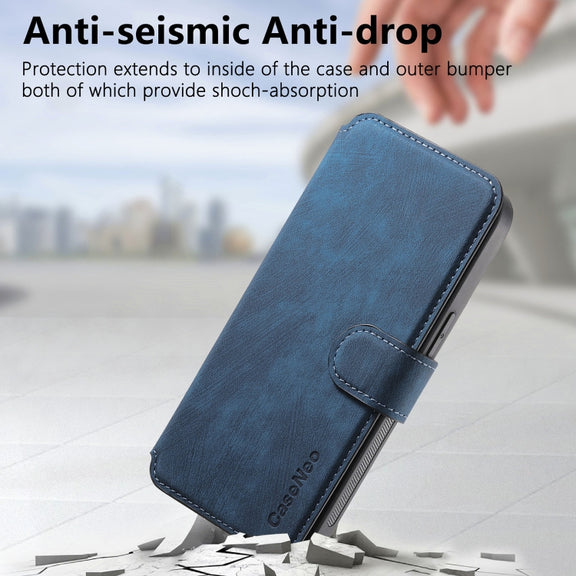 For iPhone 16 Plus CaseNeo MagSafe RFID Anti-theft Retro Leather Phone Case(Blue)