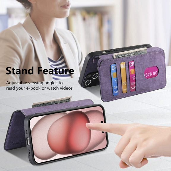 For iPhone 16 Plus CaseNeo MagSafe RFID Anti-theft Retro Leather Phone Case(Purple)