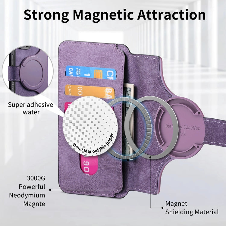 For iPhone 16 Plus CaseNeo MagSafe RFID Anti-theft Retro Leather Phone Case(Purple)