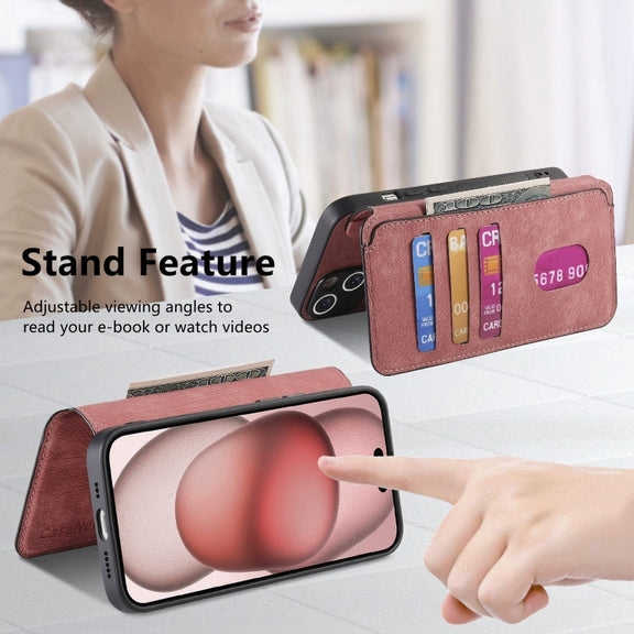 For iPhone 16 CaseNeo MagSafe RFID Anti-theft Retro Leather Phone Case(Pink)