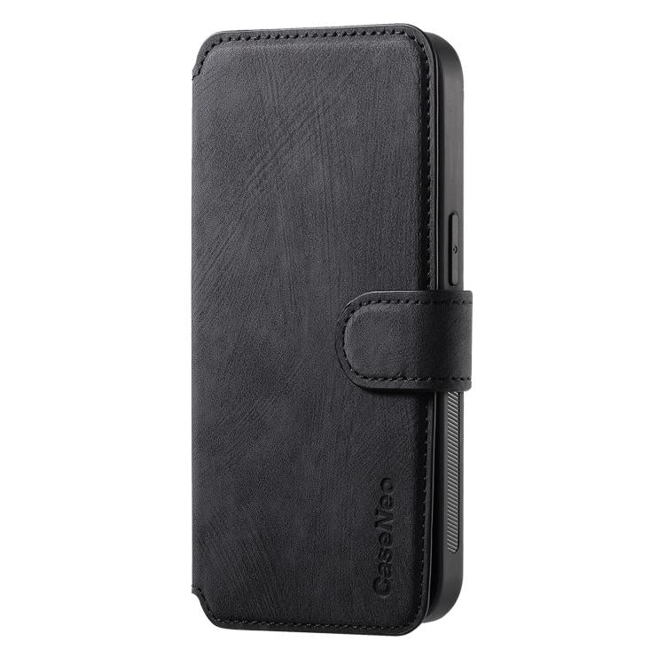 For iPhone 16e CaseNeo MagSafe RFID Anti-theft Retro Leather Phone Case(Black)