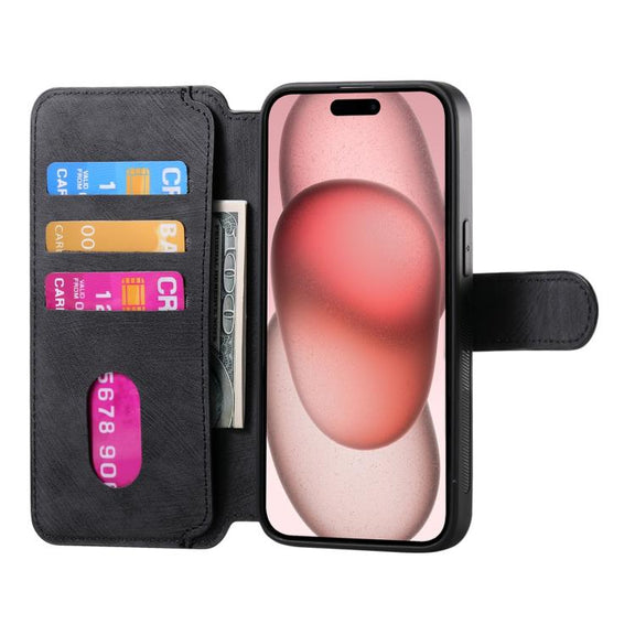For iPhone 16e CaseNeo MagSafe RFID Anti-theft Retro Leather Phone Case(Black)