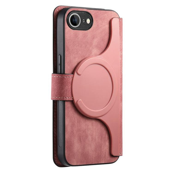 For iPhone 16e CaseNeo MagSafe RFID Anti-theft Retro Leather Phone Case(Pink)