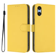 For Sony Xperia 10 VI 2024 Skin Feel Solid Color Leather Phone Case with Lanyard(Lemon Yellow)