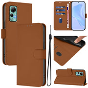 For Ulefone Note 14 Skin Feel Solid Color Leather Phone Case with Lanyard(Brown)