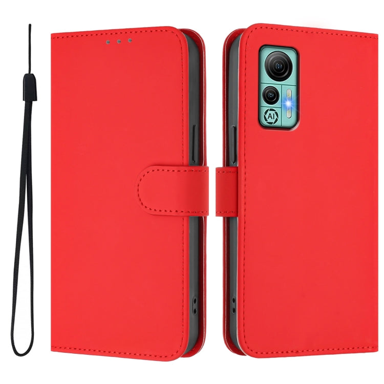 For Ulefone Note 14 Skin Feel Solid Color Leather Phone Case with Lanyard(Red)