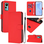 For Ulefone Note 14 Skin Feel Solid Color Leather Phone Case with Lanyard(Red)